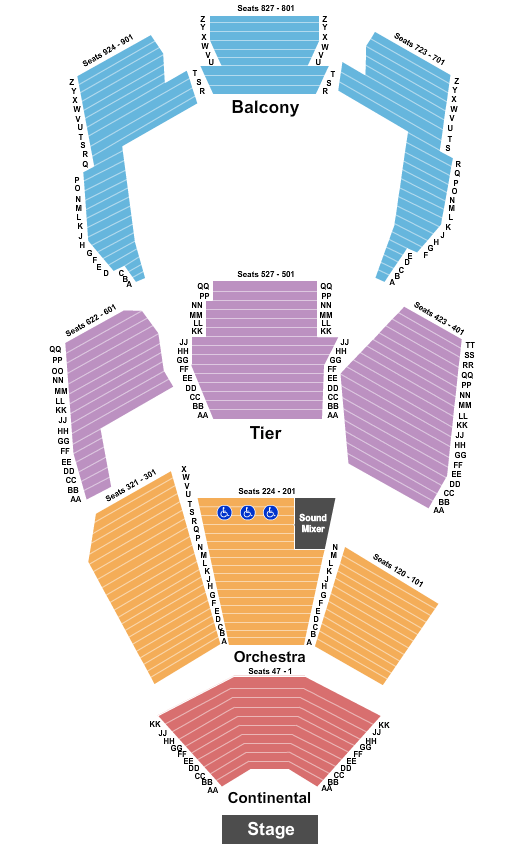 Concert Hall Mamma Mia! Seating Chart